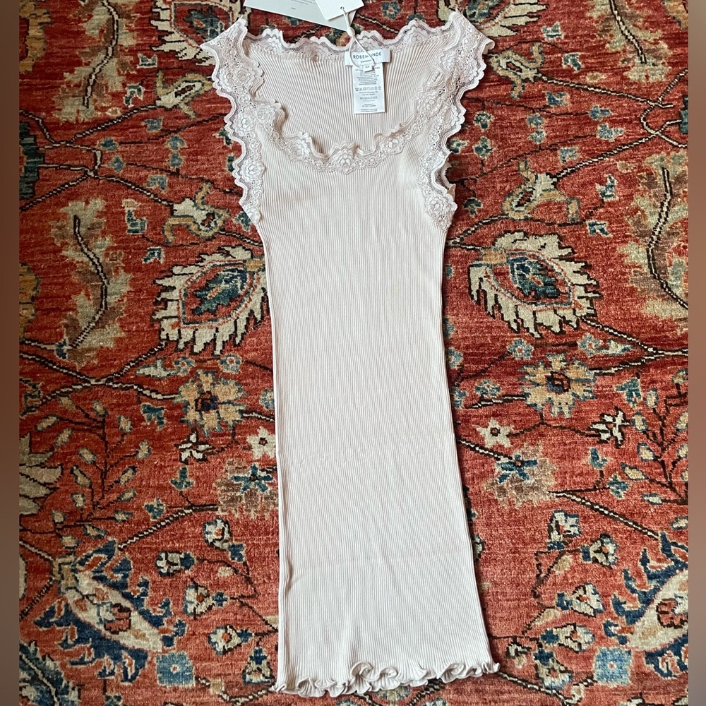 Rosemund iconic silk cotton ribbed sleeveless tank with lace detail